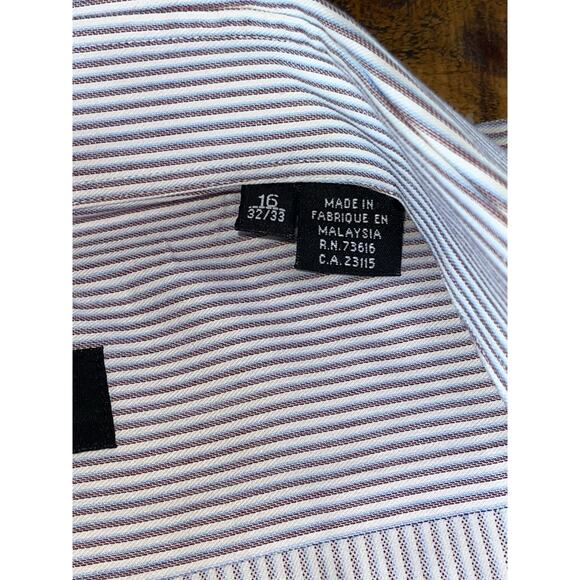 Mens BOSS Hugo Boss White Striped Long Sleeve Button‎ Down Dress Shirt 16 32/33 - Picture 5 of 9